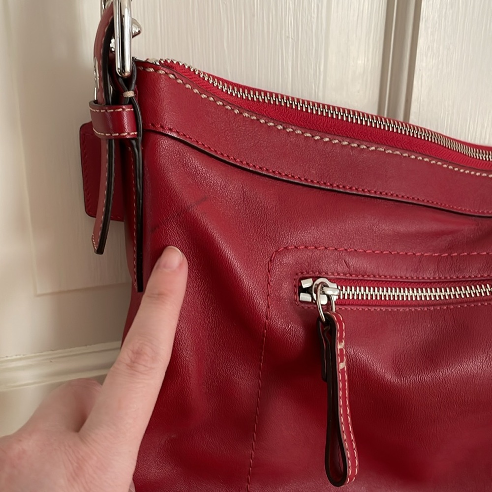 Coach Red Leather Carryall Tote Bag - Picture 3 of 10